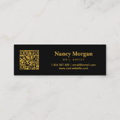 Carte De Visite Mini Code QR de médias sociaux Black And Gold  (Dos)