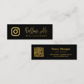 Carte De Visite Mini Code QR de médias sociaux Black And Gold  (Devant / Derrière)