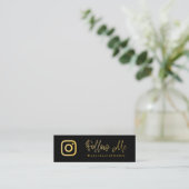 Carte De Visite Mini Code QR de médias sociaux Black And Gold  (Debout devant)