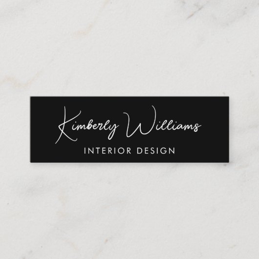 Carte De Visite Mini Code QR de script moderne professionnel noir (Devant)