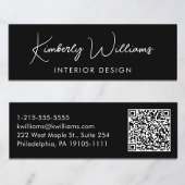 Carte De Visite Mini Code QR de script moderne professionnel noir