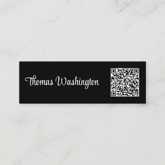Carte De Visite Mini Code QR de script professionnel noir (Devant)