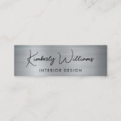 Carte De Visite Mini Code QR de script professionnel Silver (Devant)