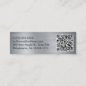 Carte De Visite Mini Code QR de script professionnel Silver (Dos)