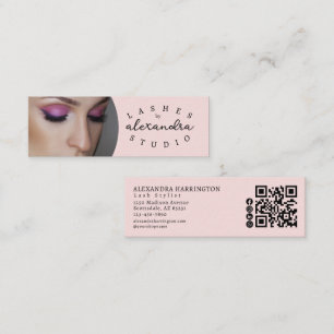 Carte De Visite Mini Code QR d'icône sociale de script rose Blush Photo