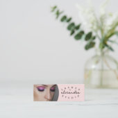 Carte De Visite Mini Code QR d'icône sociale de script rose Blush Photo (Debout devant)