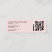 Carte De Visite Mini Code QR d'icône sociale de script rose Blush Photo (Dos)