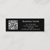 Carte De Visite Mini Code QR en marbre noir en fleurs de cerisier blanc (Dos)