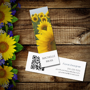 Carte De Visite Mini Code QR Fleurs de soleil botaniques Photo Floral D