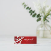 Carte De Visite Mini Code QR Fleurs Rouge Blanc Cerisier à Fleurs (Debout devant)