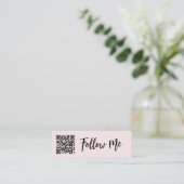 Carte De Visite Mini Code QR Follow Me Professional Business Blush (Debout devant)