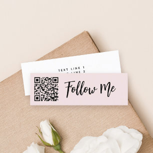 Carte De Visite Mini Code QR Follow Me Professional Business Blush