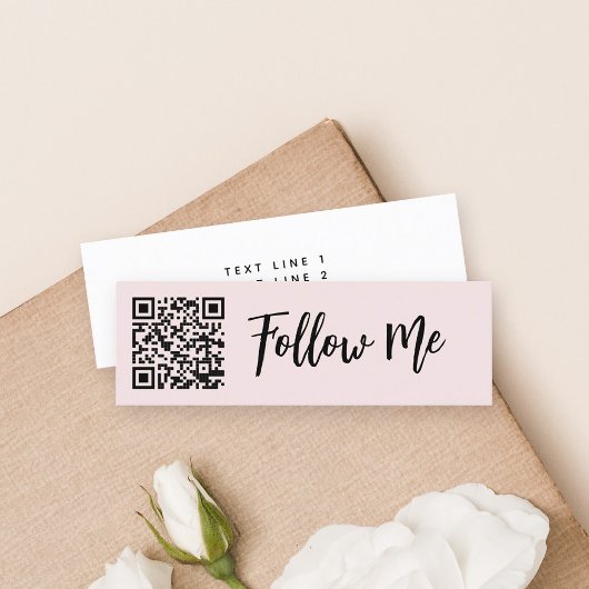 Carte De Visite Mini Code QR Follow Me Professional Business Blush