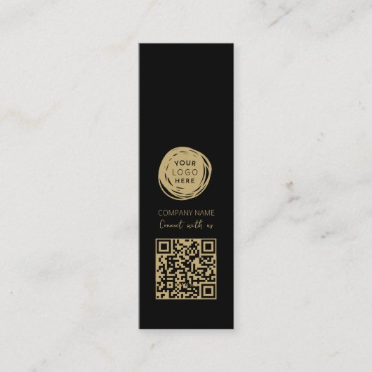 Carte De Visite Mini Code QR Logo d'entreprise Noir moderne (Devant)