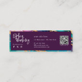 Carte De Visite Mini Code QR & Logo Élégant Agate arc-en-ciel paillette (Dos)