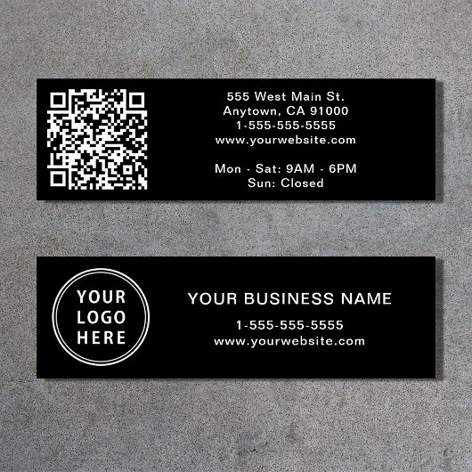 Carte De Visite Mini Code QR Logo Moderne Noir