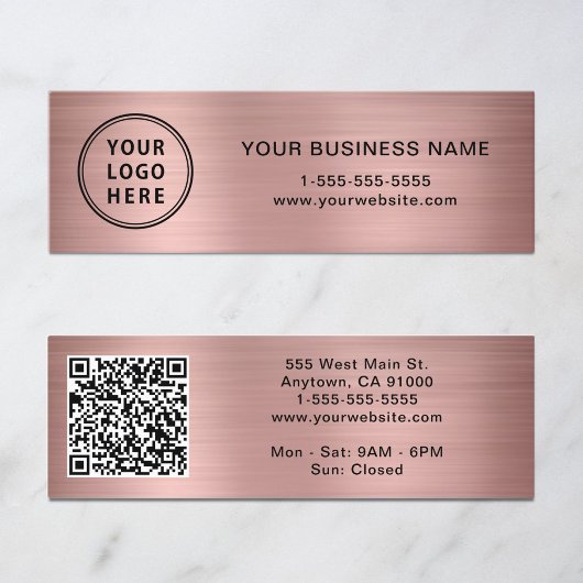 Carte De Visite Mini Code QR Logo Moderne Rose Gold