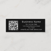 Carte De Visite Mini Code QR Marbre Noir Fleur de Cerisier Blanc (Dos)