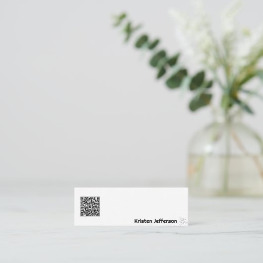 Carte De Visite Mini Code QR minimal Blanc Simple Star (Debout devant)