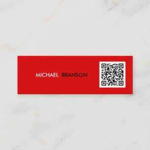 Carte De Visite Mini CODE QR minimaliste ROUGE professionnel moderne