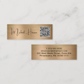 Carte De Visite Mini Code QR moderne Signature Script Gold (Devant / Derrière)