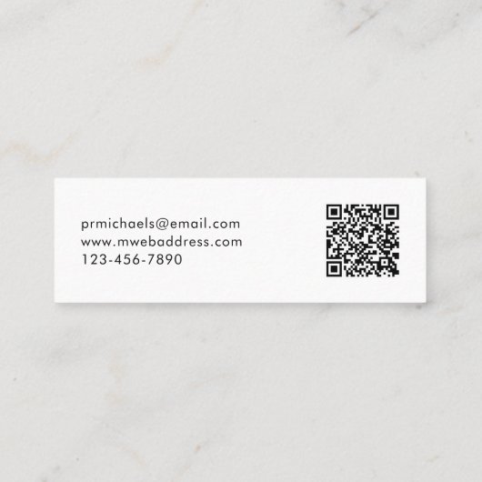 Carte De Visite Mini Code QR noir blanc moderne professionnel (Dos)