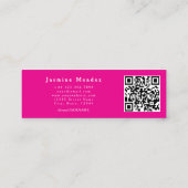 Carte De Visite Mini Code QR photo de technicienne de cils rose vibrant (Dos)