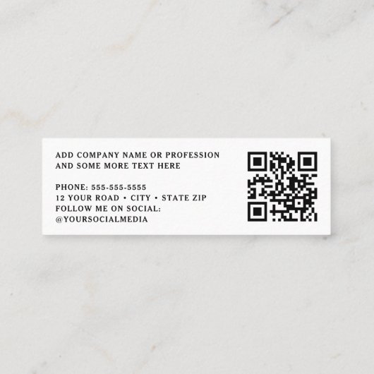 Carte De Visite Mini Code QR professionnel blanc élégant (Dos)