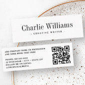 Carte De Visite Mini Code QR professionnel blanc élégant