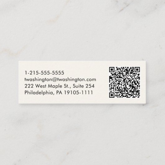 Carte De Visite Mini Code QR professionnel Création de script élégant (Dos)