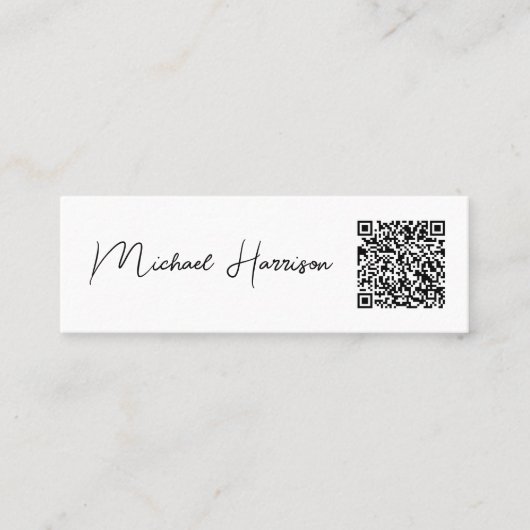 Carte De Visite Mini Code QR professionnel de script moderne (Devant)