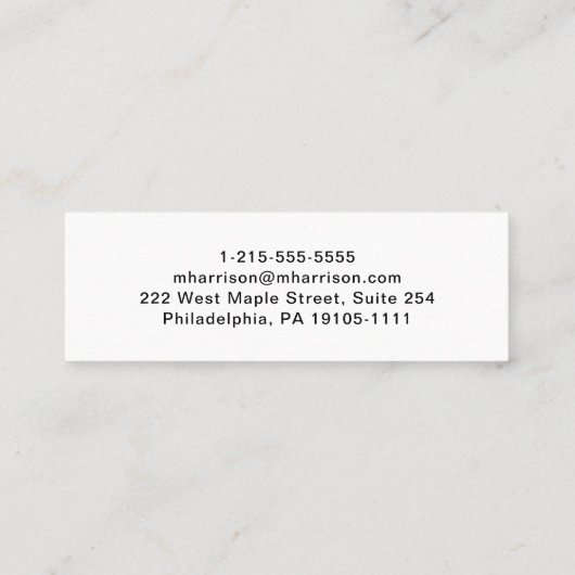 Carte De Visite Mini Code QR professionnel de script moderne (Dos)