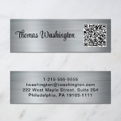 Carte De Visite Mini Code QR professionnel élégant Script Argent