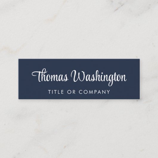 Carte De Visite Mini Code QR professionnel élégant Script bleu (Devant)