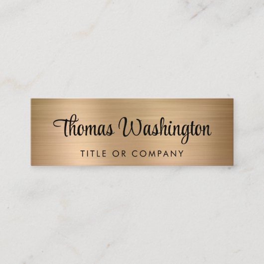 Carte De Visite Mini Code QR professionnel élégant Script Gold (Devant)