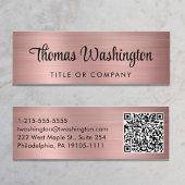 Carte De Visite Mini Code QR professionnel élégant Script Rose Gold
