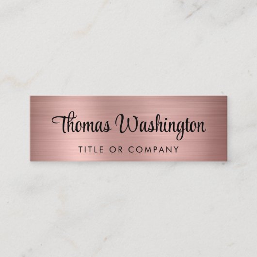 Carte De Visite Mini Code QR professionnel élégant Script Rose Gold (Devant)