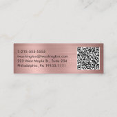 Carte De Visite Mini Code QR professionnel élégant Script Rose Gold (Dos)