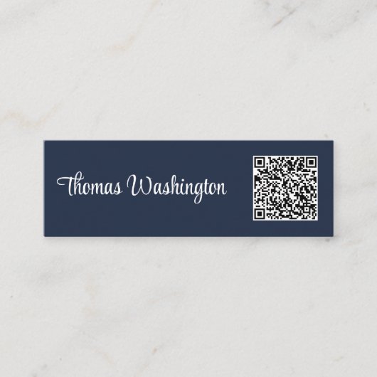 Carte De Visite Mini Code QR professionnel minimal Style Script bleu (Devant)