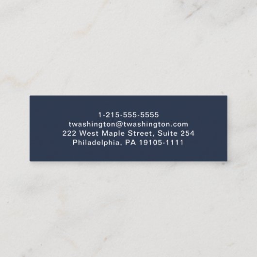 Carte De Visite Mini Code QR professionnel minimal Style Script bleu (Dos)