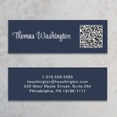 Carte De Visite Mini Code QR professionnel minimal Style Script bleu