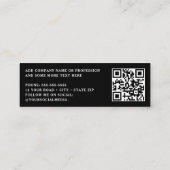 Carte De Visite Mini Code QR professionnel noir élégant (Dos)