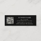Carte De Visite Mini Code QR | Rose blanche Noir (Dos)
