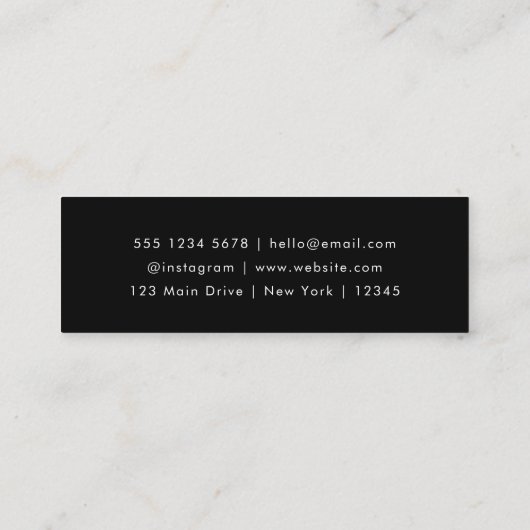 Carte De Visite Mini Code QR | Scannable Moderne Design tendance Noir (Dos)