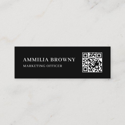 Carte De Visite Mini Code QR scannable noir | Design de contact minimal (Devant)
