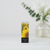 Carte De Visite Mini Code QR Sunflower Designer Floral noir blanc (Debout devant)