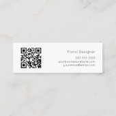 Carte De Visite Mini Code QR Sunflower Designer Floral noir blanc (Dos)