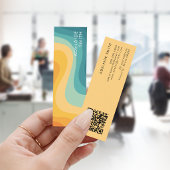 Carte De Visite Mini Code QR vague de couleur classique rétro bohème