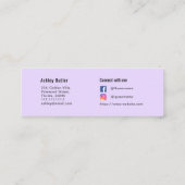 Carte De Visite Mini Code QR violet Artiste maquillage de beauté (Dos)