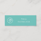 Carte De Visite Mini Code QR Yoga Instructeur Om Symbole Vert Turquoise (Devant)